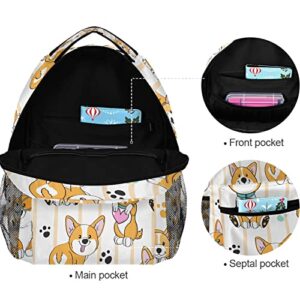 Lovely Corgi Dogs Backpack for Girls Kids Boys Cute Animals Pupyy School Backpacks Waterproof Student Laptop Book Bag College Carrying Bags Casual Durable Lightweight
