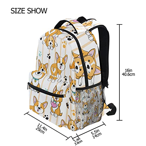 Lovely Corgi Dogs Backpack for Girls Kids Boys Cute Animals Pupyy School Backpacks Waterproof Student Laptop Book Bag College Carrying Bags Casual Durable Lightweight