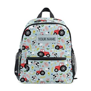 custom farm animals and trucks pattern kid’s toddler backpack, personalized backpack with name/text, customization school bag