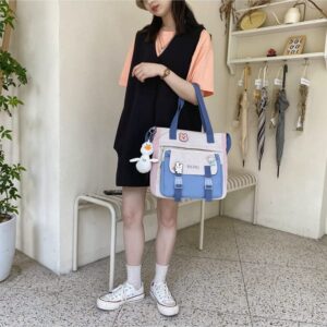 Kawaii Japanese School Bag Aesthetic Cute Ita Bags Kawaii Tote Bag Crossbody Girls Kawaii School Supplies Backpack Purse (Blue, One Size)