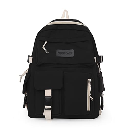 Simple Canvas Backpack Large Capacity College Student Hit Color Laptop Schoolbag