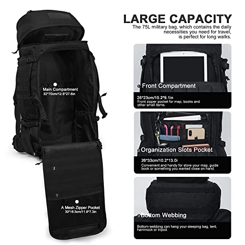 Mardingtop Bundle Items: 28L+75L Molle Tactical Backpack Black