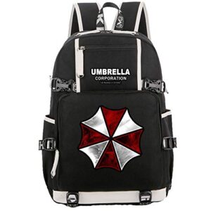 resident evil kids school laptop backpack umbrella corporation cartoon game book bag daypack 17.7 inch