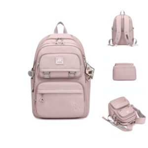 aesthetic laptop backpack kawaii backpack back to school anti theft slim durable backpack with large capacity (pink)