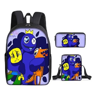 homruis rainbow friends cartoon anime school bag backpack multifunction book bag high capacity schoolbag