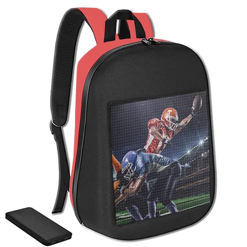 POPAR READ IT. SEE IT. BE IT. Luminous Backpack - LED Multi-Media Light Up Backpack - Includes Battery and Mobile App - Red