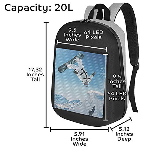 POPAR READ IT. SEE IT. BE IT. Luminous Backpack - LED Multi-Media Light Up Backpack - Includes Battery and Mobile App - Red