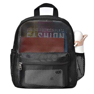 semi-transparent mesh backpack mini small mesh backpack for beach swimming travel outdoor sports (black)