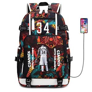 basketball player star antetokounmpo multifunction backpack travel student backpack fans bookbag for men women (style 3)