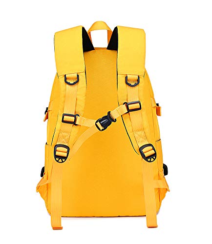 AGOWOO College Backpack Teen Lightweight School Book Bag with USB Charger Port Casual Daypack (Yellow) for Women Men Youth