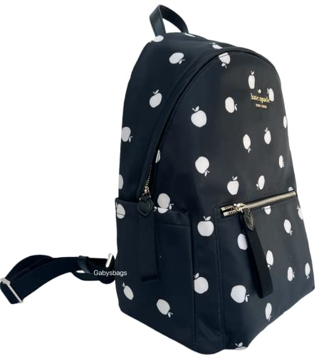 Kate Spade Chelsea Little Better Nylon Large Backpack Black Multi Apple