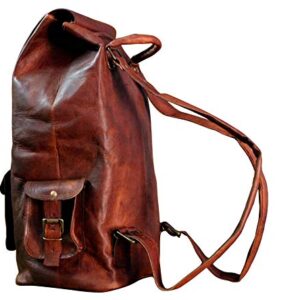 Shy Shy Let’s Touch The Sky Rustic Vintage Leather Backpack Travel Rucksack knapsack Daypack Bag for Men Women Brown (20 X 10 X 8 inches)