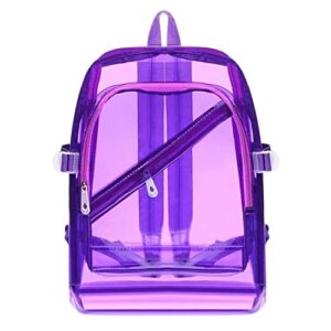 clear backpacks for girls stadium approved see through pvc bookbags aesthetic accessories back to school supplies (purple)
