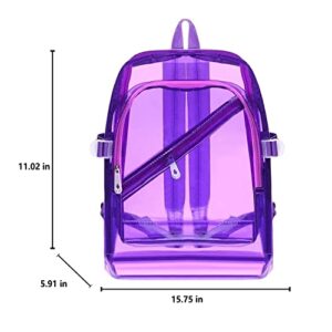 Clear Backpacks for Girls Stadium Approved See Through PVC Bookbags Aesthetic Accessories Back to School Supplies (Purple)