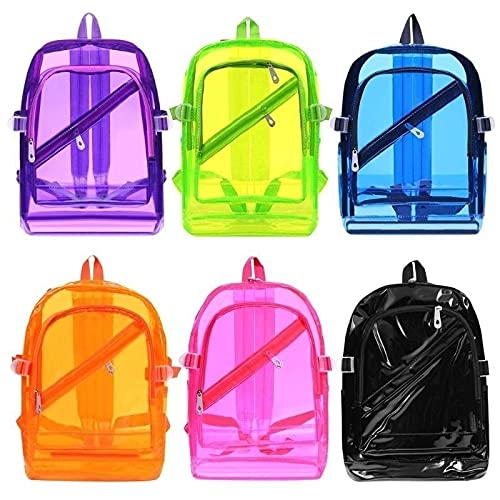 Clear Backpacks for Girls Stadium Approved See Through PVC Bookbags Aesthetic Accessories Back to School Supplies (Purple)