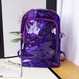 Clear Backpacks for Girls Stadium Approved See Through PVC Bookbags Aesthetic Accessories Back to School Supplies (Purple)
