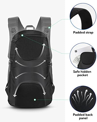 WATERFLY Lightweight Day Hiking Backpack: Travel Waterproof Daypack Trekking Bagpack Hike Day Bag for Camping Climbing Man Woman