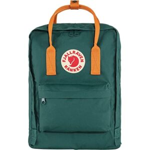 fjallraven women’s kanken backpack, arctic green/spicy orange, one size