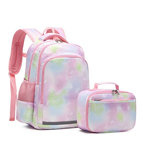 Backpack For Girls,Kids Butterfly Backpack Preschool Book Bag Kindergarten Bookbag With Lunchbox Cute School Bag