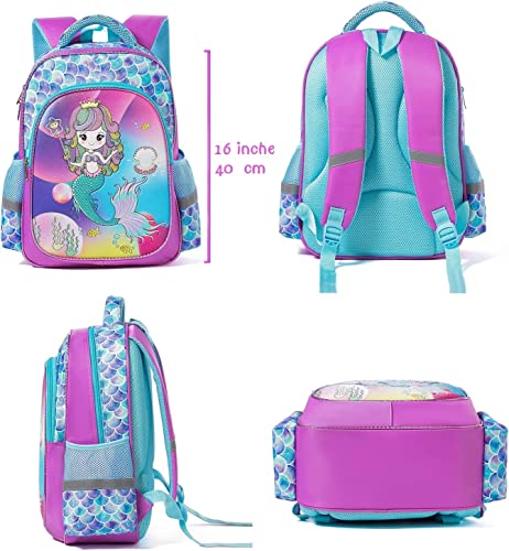 Spring Country Girls Backpack for School, Children Casual Daypack Book Bag Rucksack (Mermaid Glitter)