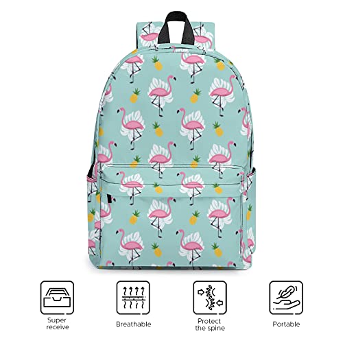 Ewobicrt Flamingo Pineapple Backpack 16.7 inch Large Cute Laptop Bag Casual Daypack Bookbag for Work Travel Camping