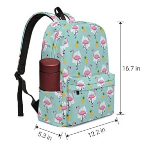 Ewobicrt Flamingo Pineapple Backpack 16.7 inch Large Cute Laptop Bag Casual Daypack Bookbag for Work Travel Camping