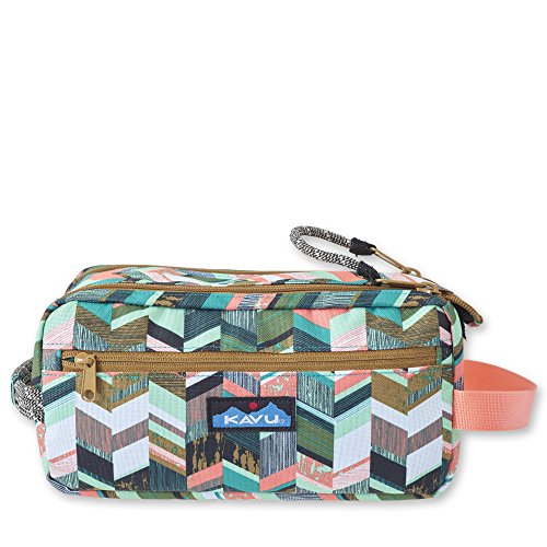 KAVU Grizzly Kit Accessory Bag Padded Lightweight Travel Case - Coastal Blocks