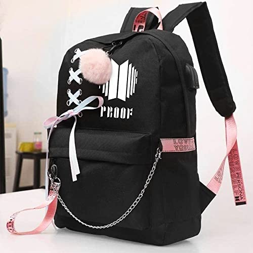 Alikpop USB Backpack Jimin Suga Jin Taehyung V Jungkook Korean Casual Backpack Daypack Laptop Bag College Bag Book Bag School Bag With Pencil Bag (A)