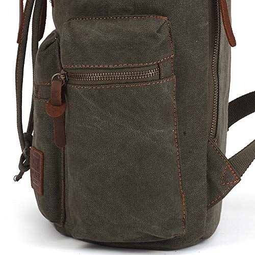 KAUKKO Vintage Casual Canvas and Leather Rucksack Backpack, 1Navy