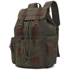 KAUKKO Vintage Casual Canvas and Leather Rucksack Backpack, 1Navy