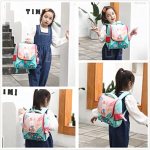 Qckarobe Kids Backpack for Girls Boys, 15 inch Elementary Kindergarten Backpack, Cute Rabbit Toddler Backpack, Lightweight Water-resistant Preschool Nursery Travel Backpack Children Schoolbag