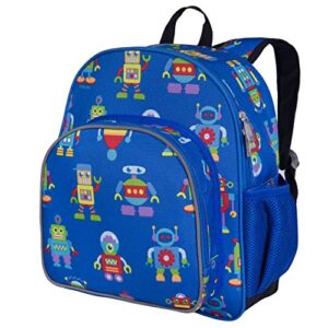 wildkin 12-inch kids backpack for boys & girls, perfect for daycare and preschool, toddler bags features padded back & adjustable strap, ideal for school & travel backpacks (robots)