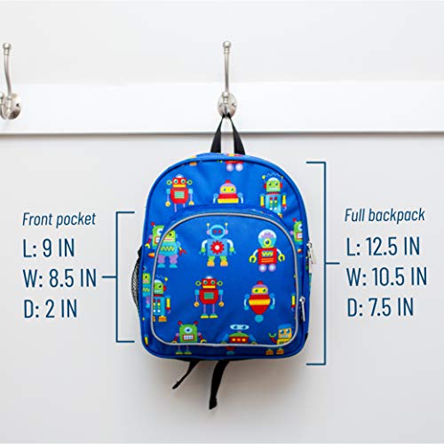 Wildkin 12-Inch Kids Backpack for Boys & Girls, Perfect for Daycare and Preschool, Toddler Bags Features Padded Back & Adjustable Strap, Ideal for School & Travel Backpacks (Robots)