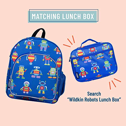 Wildkin 12-Inch Kids Backpack for Boys & Girls, Perfect for Daycare and Preschool, Toddler Bags Features Padded Back & Adjustable Strap, Ideal for School & Travel Backpacks (Robots)