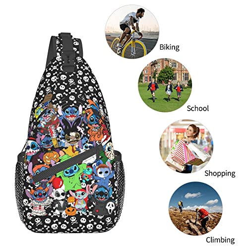 Horror Movie Crossbody Sling Backpack Cartoon Sling Bag Travel Hiking Chest Bag Daypack For Purses Shoulder Bag Women Men'S