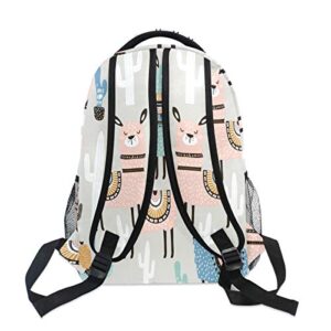 Colorful Cactus Llama Backpack Bookbag for Boys Girls,Elementary School Backpack,14 inch Computer Laptop Backpack,Durable and Water Resistant Casual Rucksack School Backpack