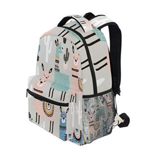 Colorful Cactus Llama Backpack Bookbag for Boys Girls,Elementary School Backpack,14 inch Computer Laptop Backpack,Durable and Water Resistant Casual Rucksack School Backpack