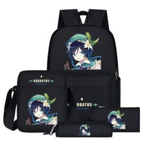 moluci genshin impact venti anime backpack school bags for girls laptop backpack, fashion cartoon backpack student’s gift (color : d)