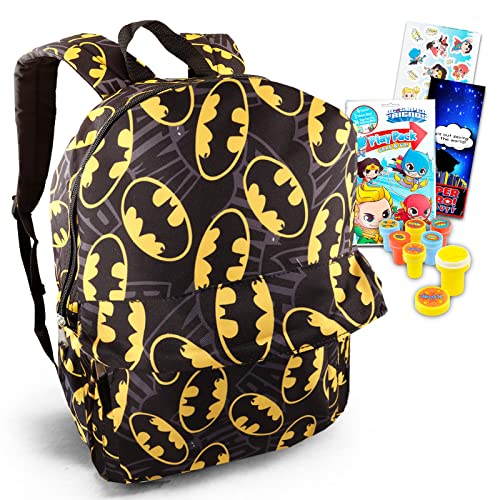 Detective Store Batman Backpack for Boys 8-12 Set - 16'' Batman Backpack for Kids Bundle with Stickers,Stampers,More,Batman School Stuff