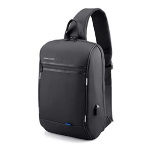 kingsons sling laptop backpack men’s crossbody shoulder bag with usb charging port rfid anti-theft waterproof school work daypack for 13.3inch laptop
