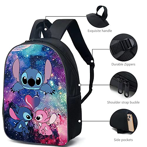 GDFENDU Anime Backpack with Lunch Bag Pencil Case,3Pcs 16.5in 3D Printed Bookbags Set, Travel Rucksacks Book Bags School Bag (B)