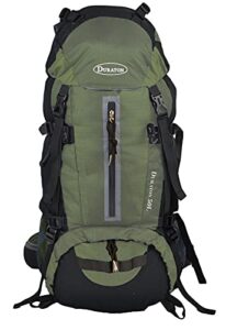duraton hiking backpack 50l, water resistant light-weight day pack for backpacking camping and travel (green)