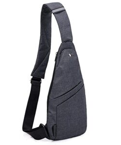 seoky rop slim sling bag small ultra thin water resistance crossbody chest shoulder backpack personal pocket bag dark grey