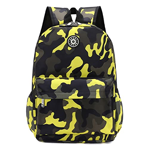 Kids School Backpacks for Boys Girls Elementary Kindergarten Camo School Bags Bookbags for Primary Preschool (Camouflage Yellow, Small)