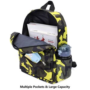 Kids School Backpacks for Boys Girls Elementary Kindergarten Camo School Bags Bookbags for Primary Preschool (Camouflage Yellow, Small)