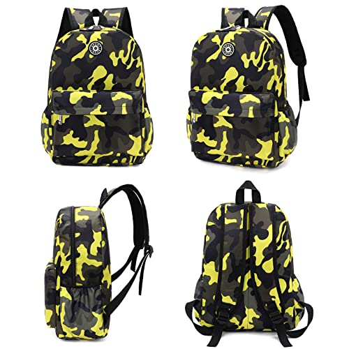 Kids School Backpacks for Boys Girls Elementary Kindergarten Camo School Bags Bookbags for Primary Preschool (Camouflage Yellow, Small)