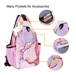 MOSISO Sling Backpack, Multipurpose Travel Hiking Daypack Rope Crossbody Shoulder Bag Marble MO-MBH216