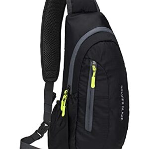 PivotWing Sling Bags for Men Womens Lightweight Small One Strap Chest Side Bag Mini Crossbody Day Pack Everyday Sling Backpack Bodybag for Trip Gym Outdoor Dog Walking Black