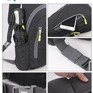 PivotWing Sling Bags for Men Womens Lightweight Small One Strap Chest Side Bag Mini Crossbody Day Pack Everyday Sling Backpack Bodybag for Trip Gym Outdoor Dog Walking Black