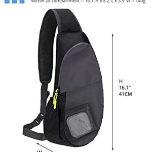 PivotWing Sling Bags for Men Womens Lightweight Small One Strap Chest Side Bag Mini Crossbody Day Pack Everyday Sling Backpack Bodybag for Trip Gym Outdoor Dog Walking Black